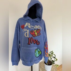 Blue Graphic Hoodie with Peace Design pacsun size M/L